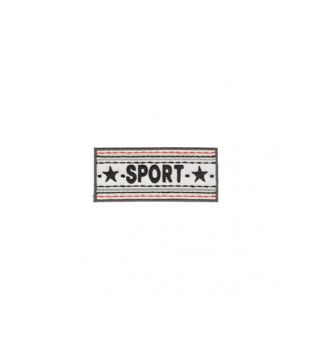 Ecusson thermocollant Bannière sport blanc 2,5cm x 6cm