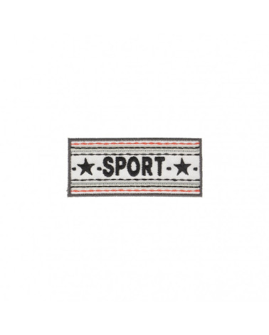 Ecusson thermocollant Bannière sport blanc 2,5cm x 6cm