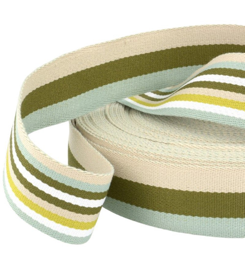 Film 20m webbing double-sided strips 40mm Green/beige