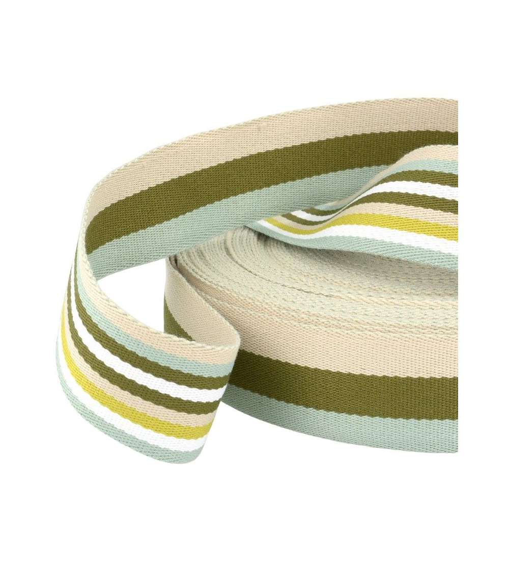 Folie 20m Gurtband doppelseitige Streifen 40mm Grün/Beige