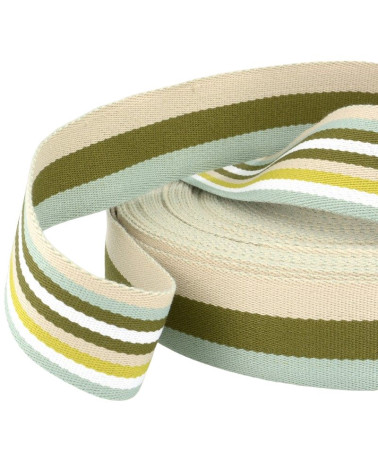 Folie 20m Gurtband doppelseitige Streifen 40mm Grün/Beige