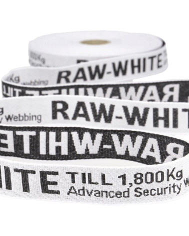 Film 25m polyester jacquard twill RAW WHITE 25mm White/black
