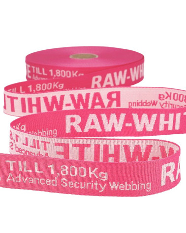 Film 25m polyester jacquard twill RAW WHITE 25mm Old Rose/pink
