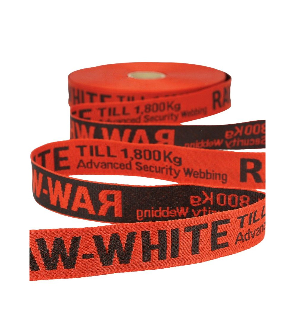 25 m Polyester-Jacquard-Twill-Folie RAW WHITE 25 mm Rot/Schwarz