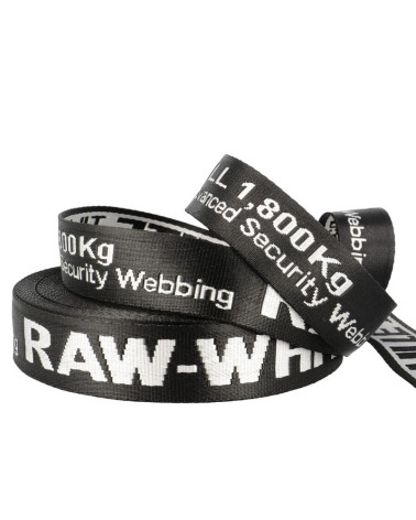 Film 20m jacquard webbing RAW WHITE 35mm Black/white