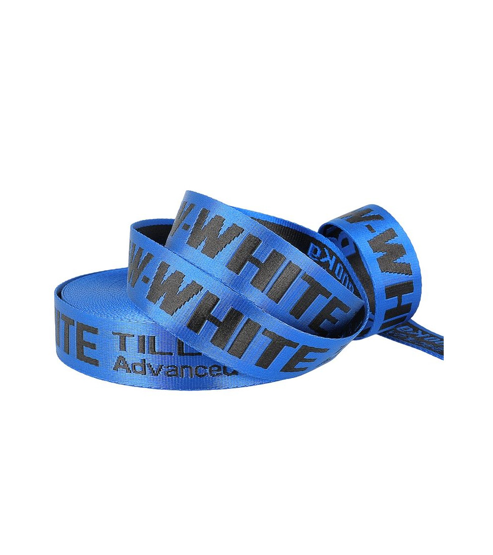 Pellicola 20 m di fettuccia jacquard RAW WHITE 35 mm Blu/nero
