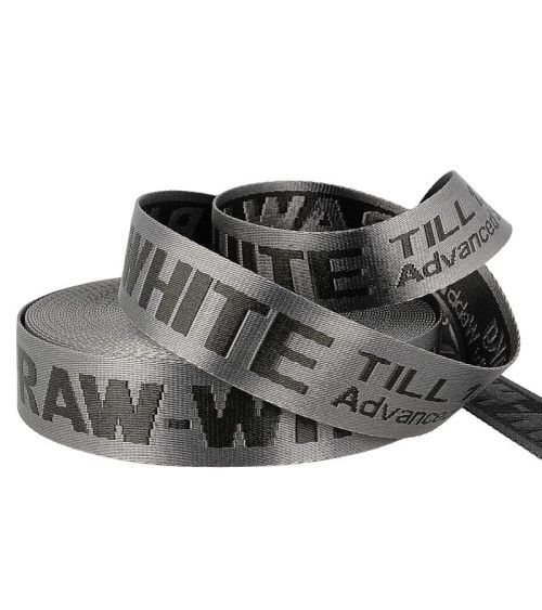 Film 20m jacquard webbing RAW WHITE 35mm Grey/black
