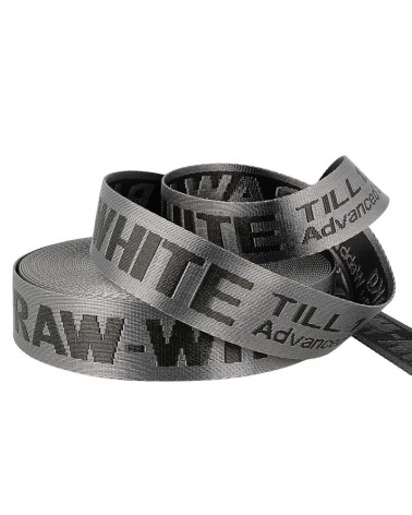 Pellicola 20 m di fettuccia jacquard RAW WHITE 35 mm Grigio/nero