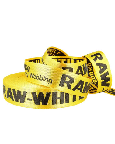 Film 20m sangle jacquard RAW WHITE 35mm Jaune/noir