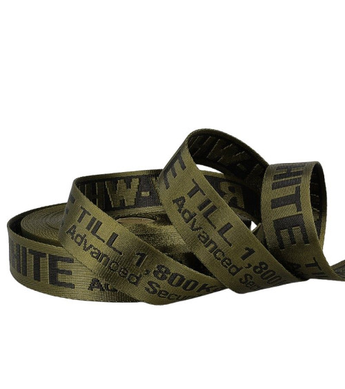 Film 20m jacquard webbing RAW WHITE 35mm Khaki/black