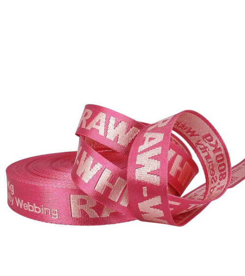 Film 20m jacquard webbing RAW WHITE 35mm Old Rose/pink