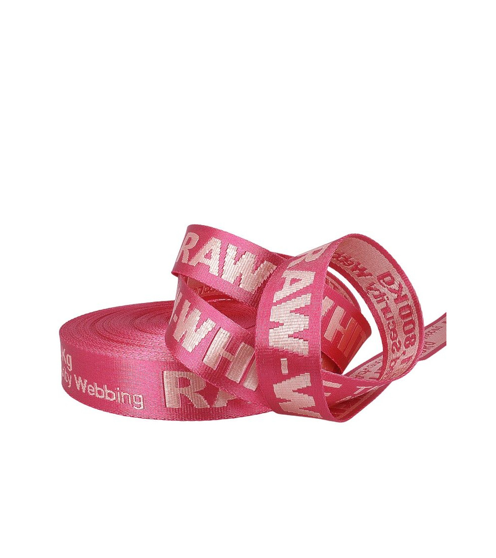 Film 20m jacquard strap RAW WHITE 35mm Old Pink/pink