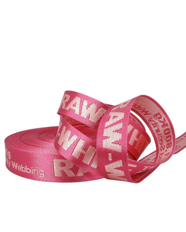 Film 20m jacquard webbing RAW WHITE 35mm Old Rose/pink