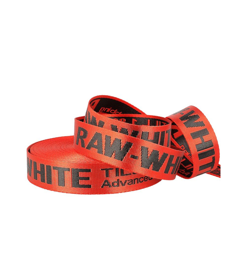 Pellicola 20 m di fettuccia jacquard RAW WHITE 35 mm Rosso/nero