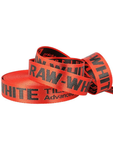 Folie 20m Jacquard-Gurtband RAW WHITE 35mm Rot/Schwarz