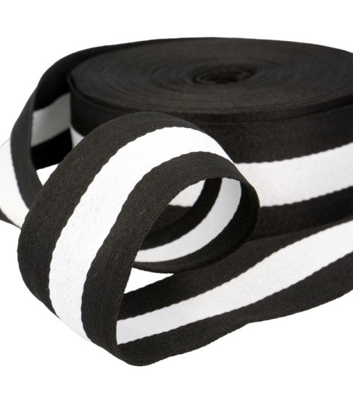 Film 25m galon stripes 40mm Noir/Blanc