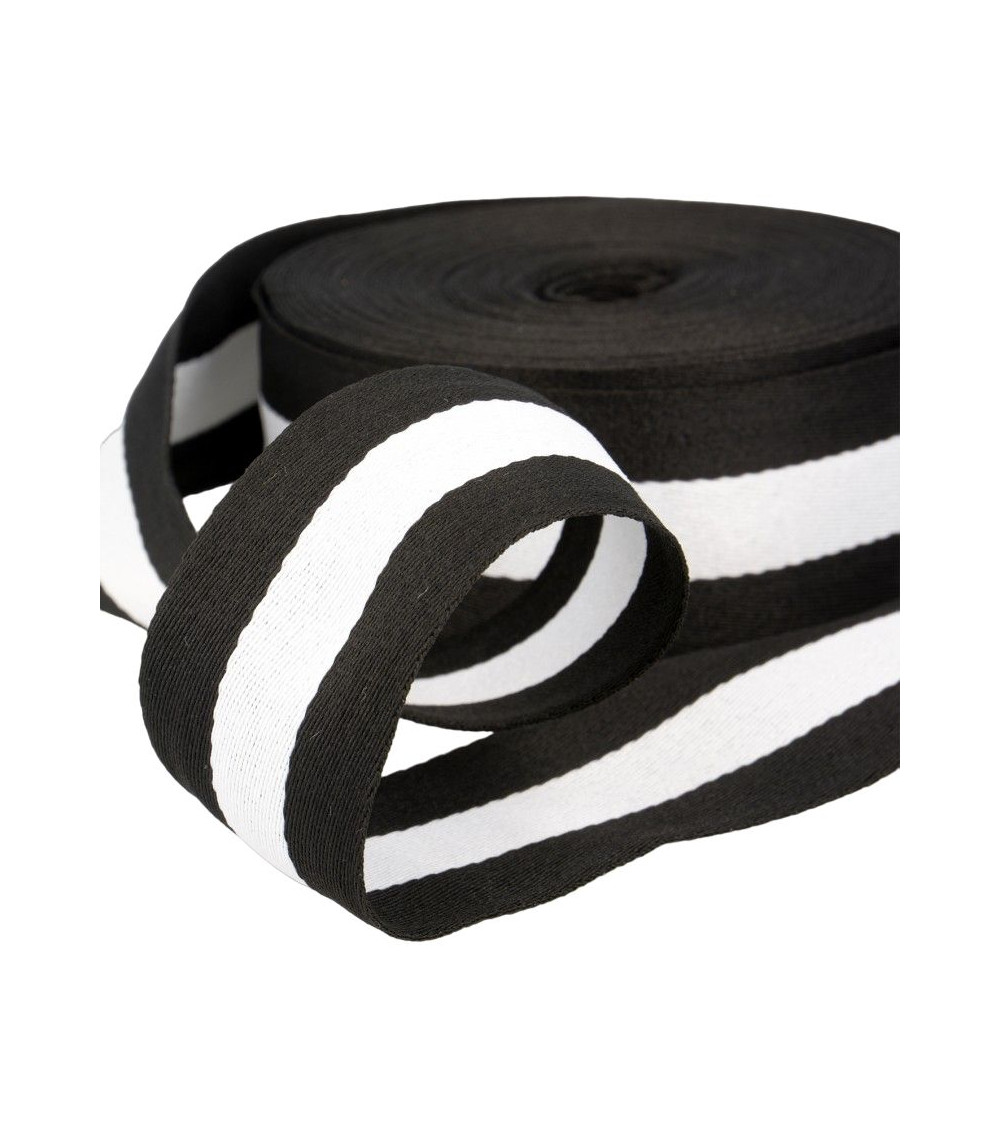 Film 25m galon stripes 40mm Noir/Blanc