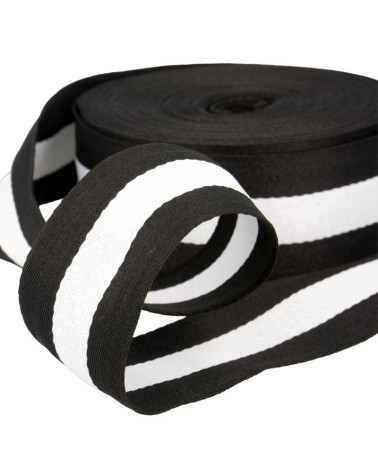 Película de 25 m, galones, tiras de 40 mm, color negro y blanco