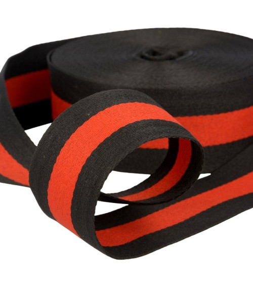 Film 25m braid stripes 40mm Black/Red