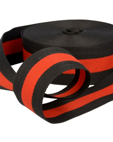 Film 25m braid stripes 40mm Black/Red
