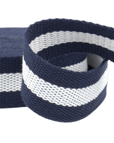 Film 25m sangle bicolore  30mm Bleu/Blanc