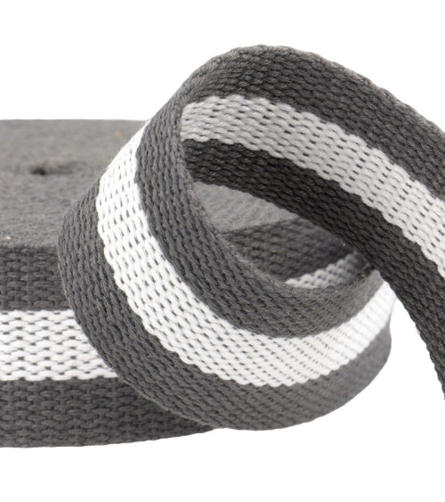 Film 25m two-tone webbing 30mm Grey/White