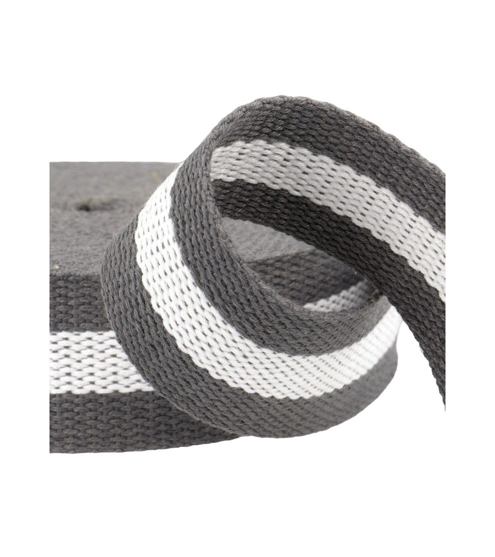 Folie 25 m zweifarbiges Gurtband 30 mm Grau/Weiß