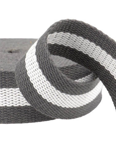 Folie 25 m zweifarbiges Gurtband 30 mm Grau/Weiß