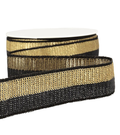 13m reel Two-tone sequin braid 32mm Gold/black
