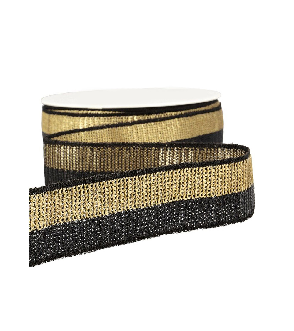 13-m-Spule. Zweifarbiges Paillettengeflecht, 32 mm, Gold/Schwarz