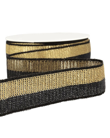 13-m-Spule. Zweifarbiges Paillettengeflecht, 32 mm, Gold/Schwarz