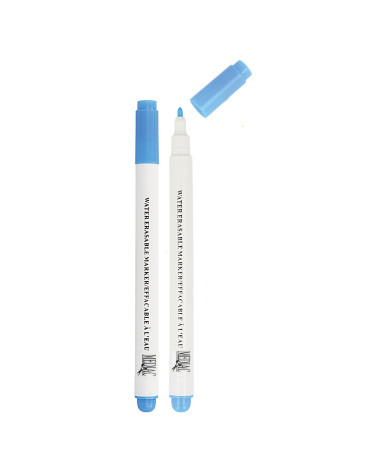 Blauer, mit Wasser löschbarer Stift