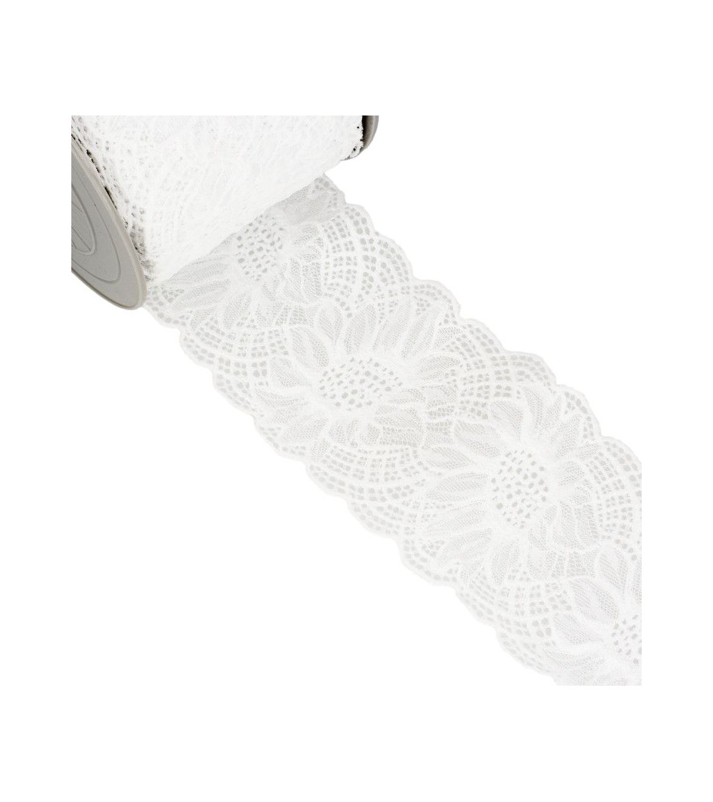 Bobina 15m Encaje Elástico Blanco 100mm