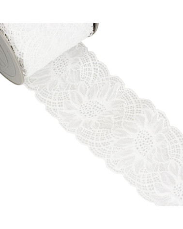 Bobina 15m Encaje Elástico Blanco 100mm