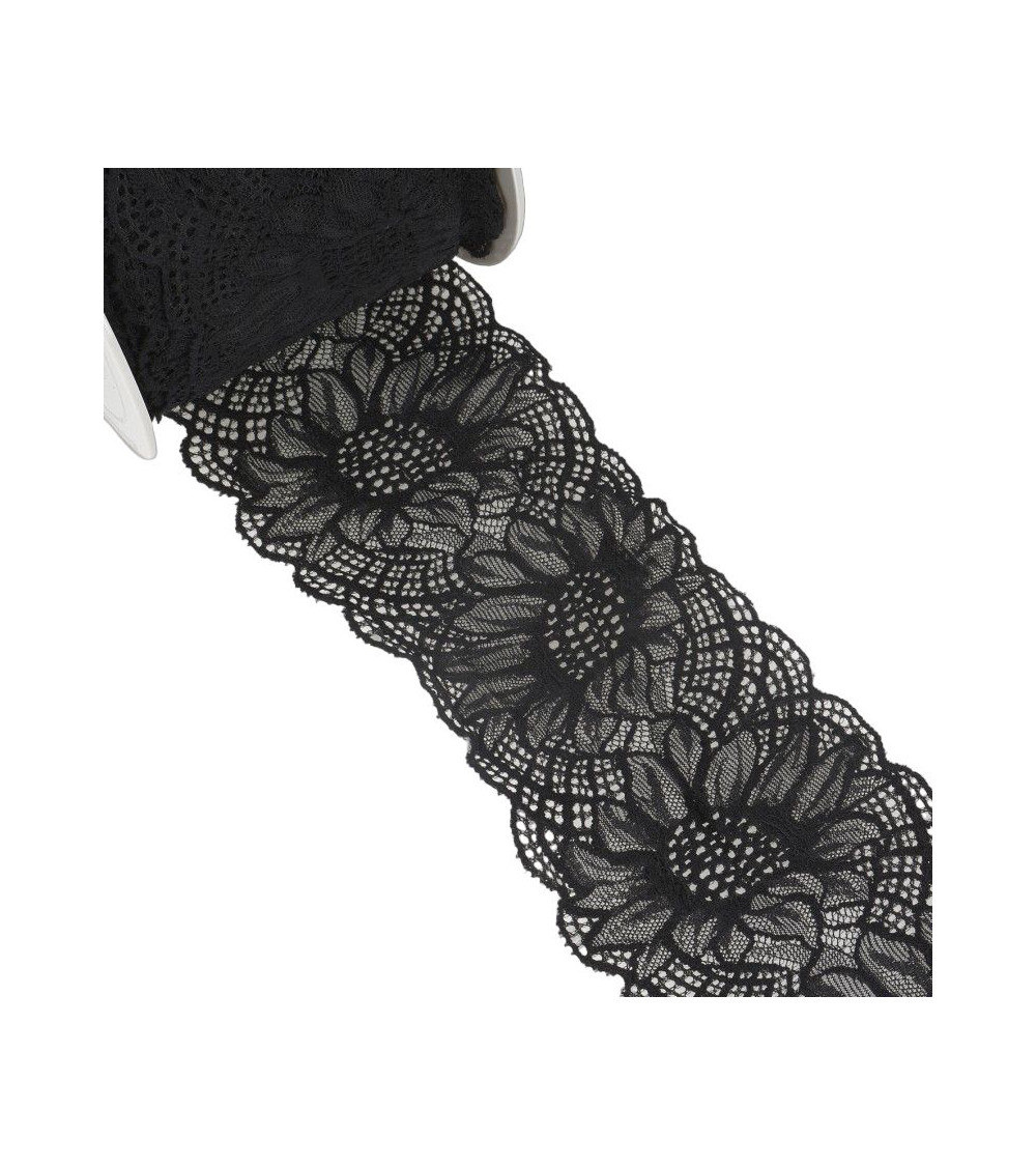 15m spool of elastic lace Black 100mm
