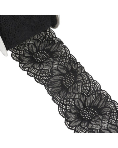 15m spool of elastic lace Black 100mm