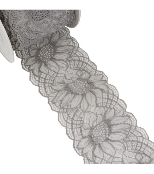 15m Spool Medium Gray Elastic Lace 100mm