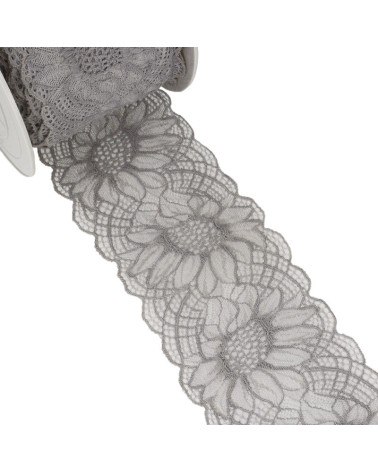 15m Spool of Elastic Lace Medium Grey 100mm