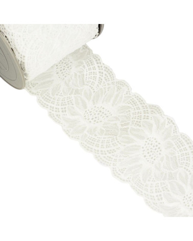 15m spool of ecru elastic lace 100mm