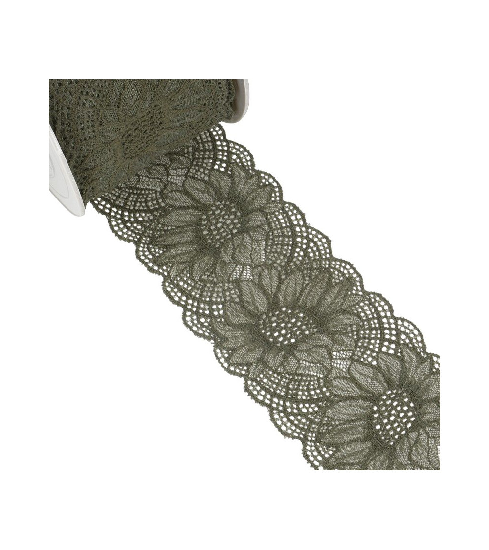 Spool 15m Elastic Lace Khaki 100mm