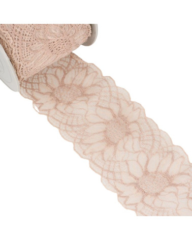 15m spool of elastic lace in old pink 100mm