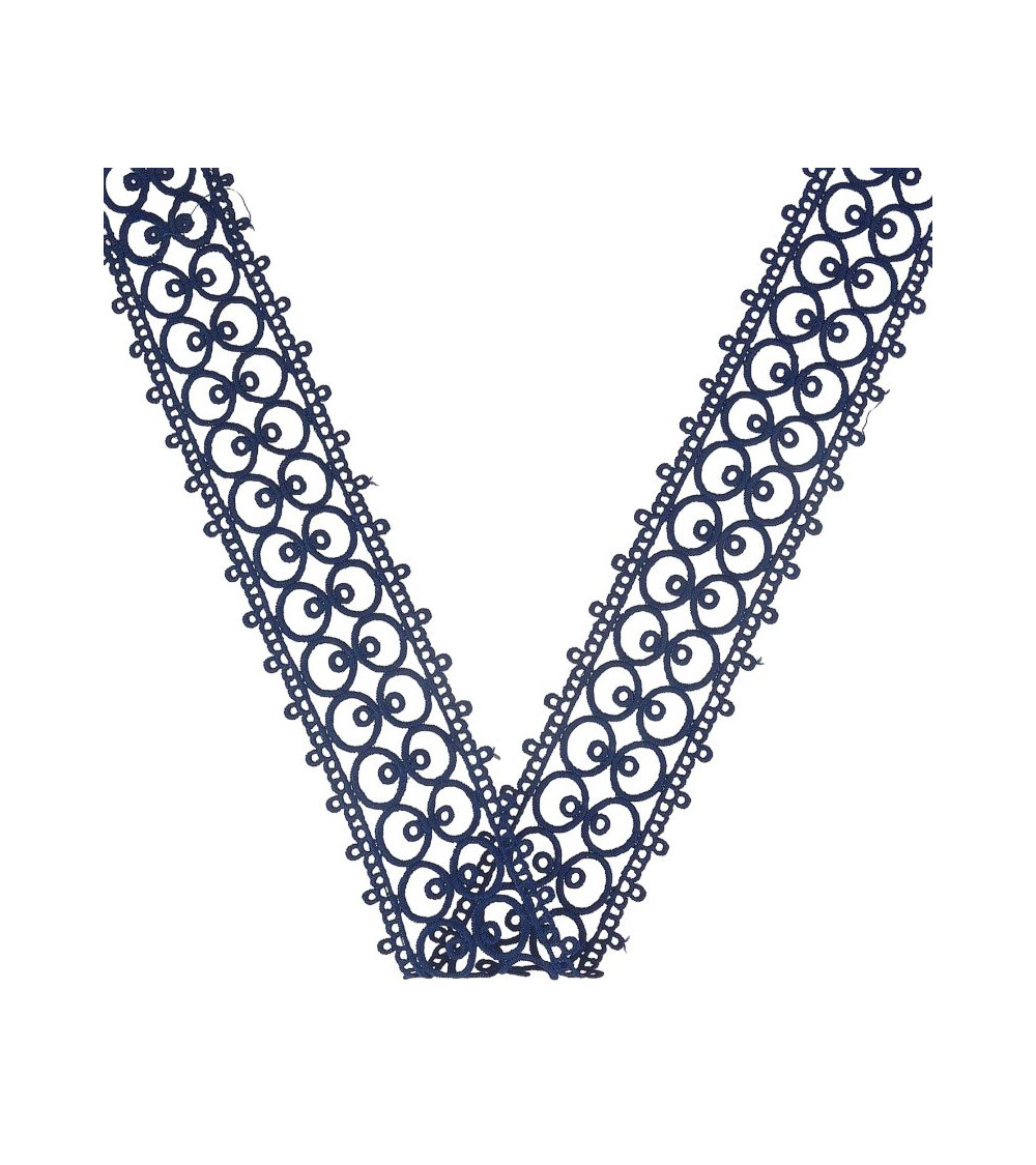 Bobina da 13,7 m Guipure tra due blu navy da 60 mm