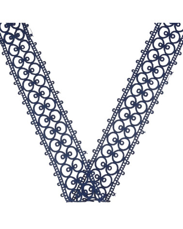 Bobina da 13,7 m Guipure tra due blu navy da 60 mm