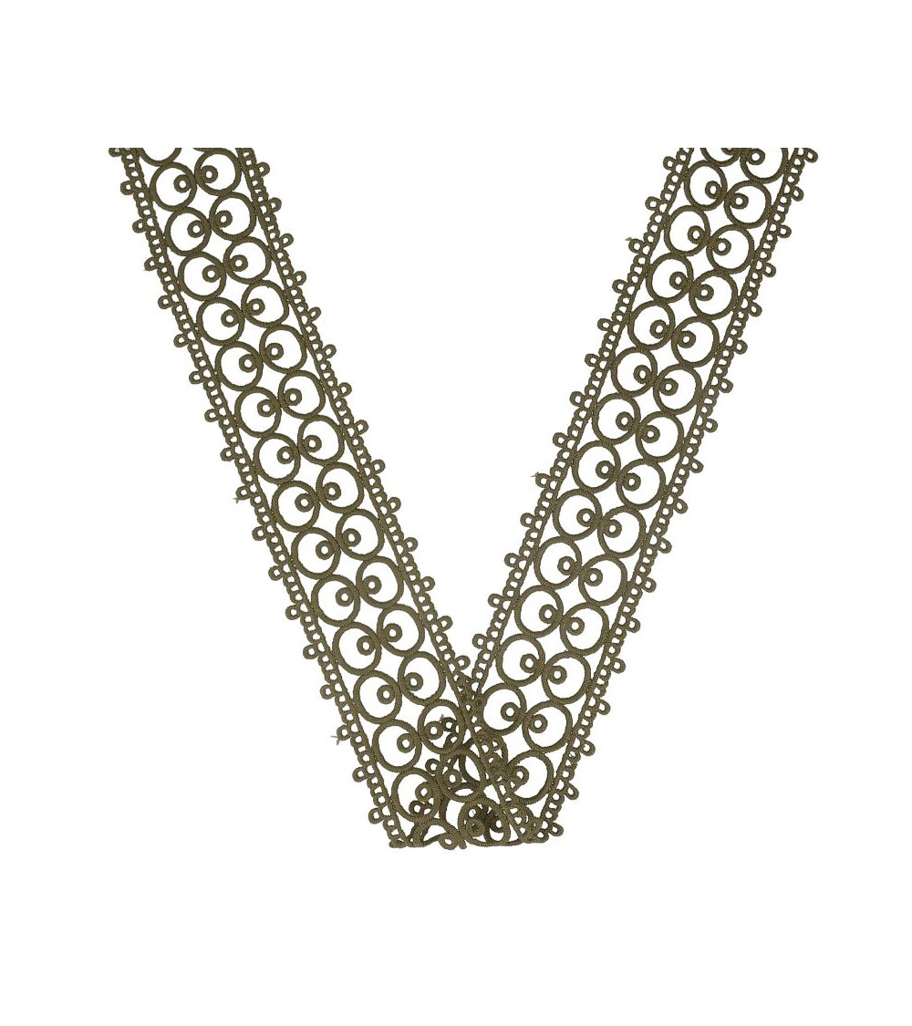 Spule 13,7 m Guipure zwischen zwei Khaki 60 mm