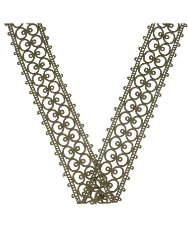 Spule 13,7 m Guipure zwischen zwei Khaki 60 mm