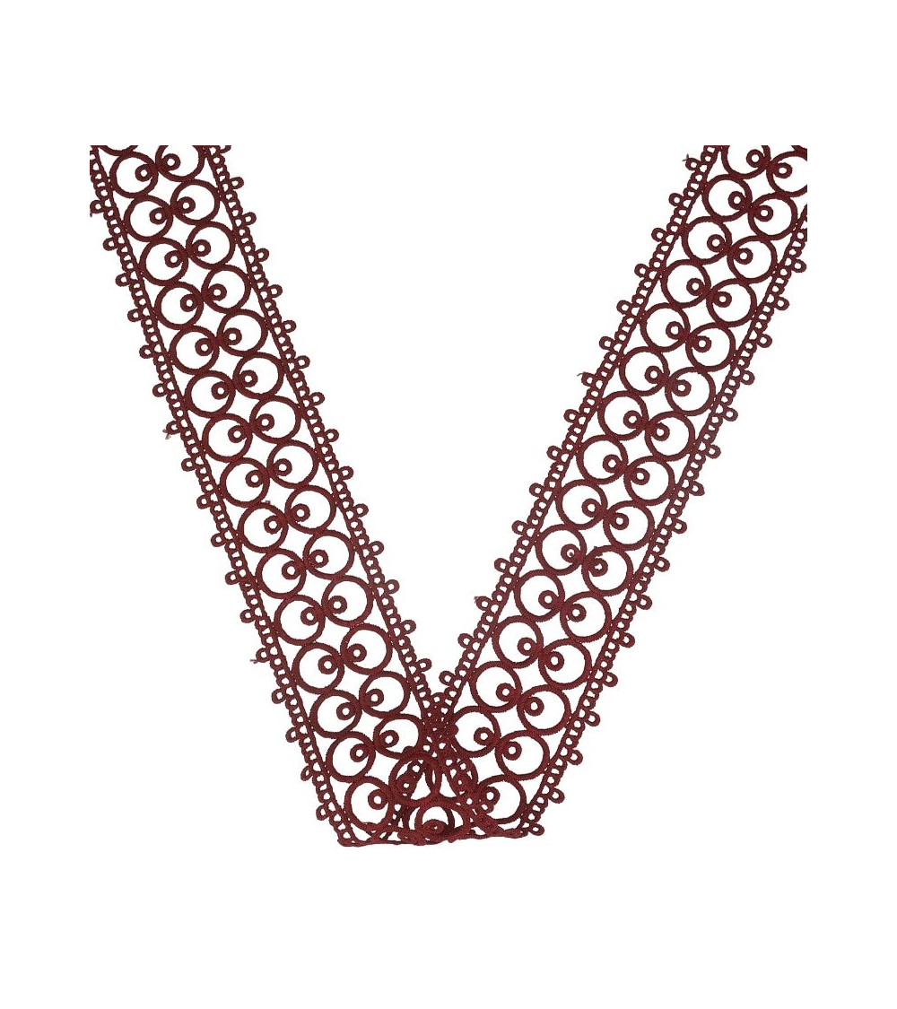 Spule 13,7 m Guipure zwischen zwei Bordeaux 60 mm