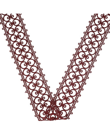 Spule 13,7 m Guipure zwischen zwei Bordeaux 60 mm