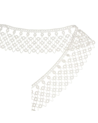 Spule 13,7 m Guipure-Kreise/Diamanten Weiß 70 mm
