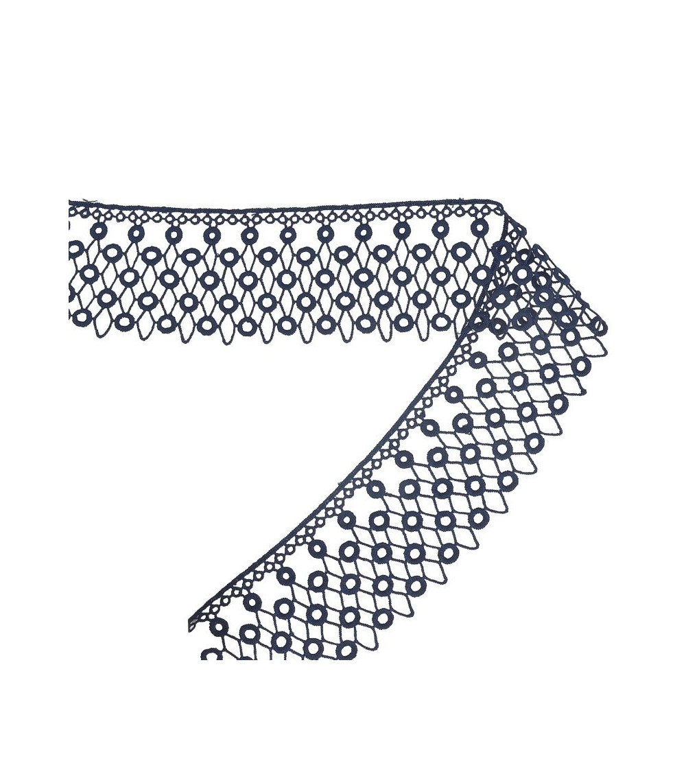 Spool 13.7m Guipure circles/diamonds Navy blue 70mm