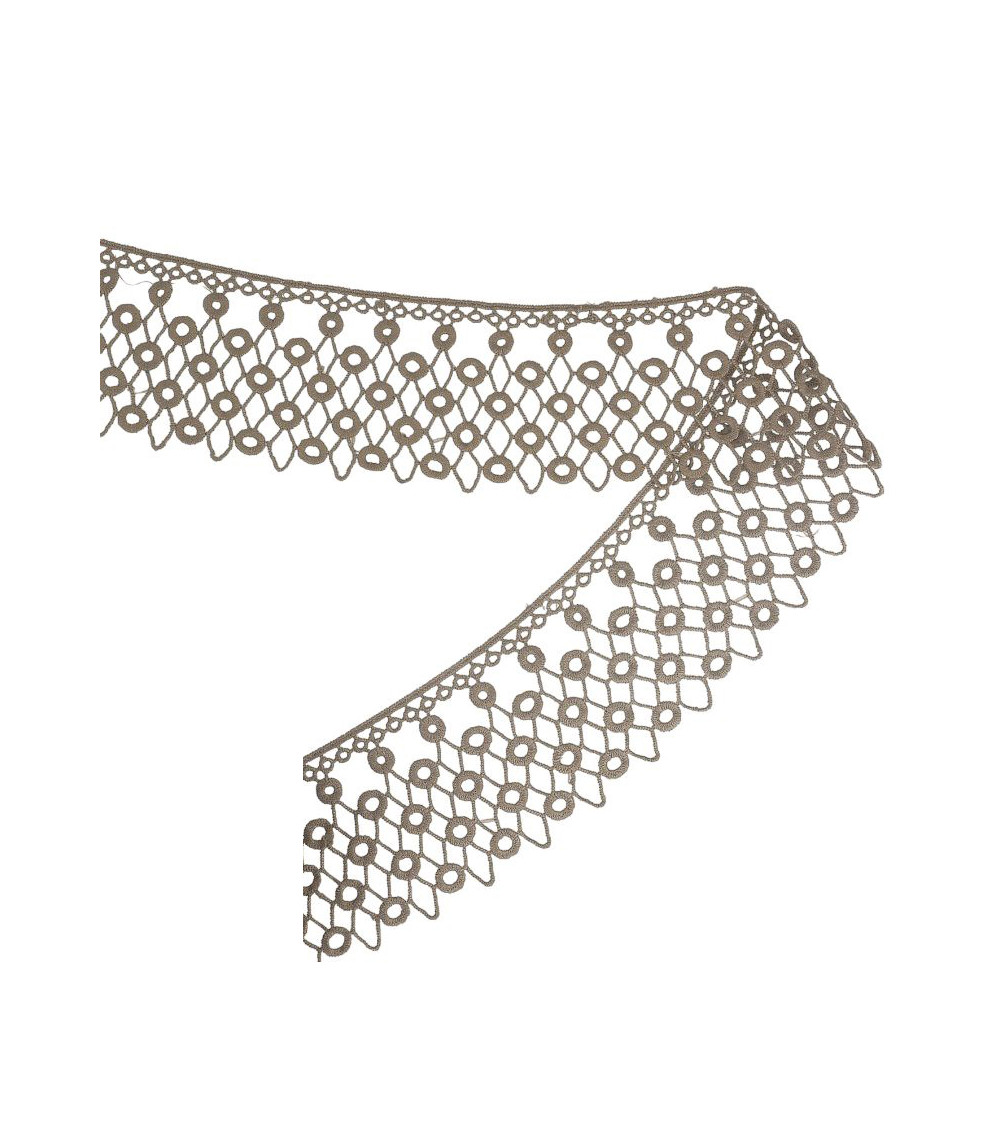 Spule 13,7 m Guipure-Kreise/Rauten Beige 70 mm